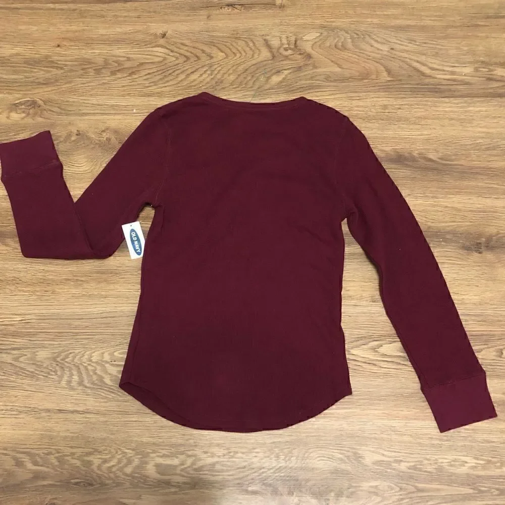 OLD NAVY burgundy shirt tee top long sleeve 100% cotton new